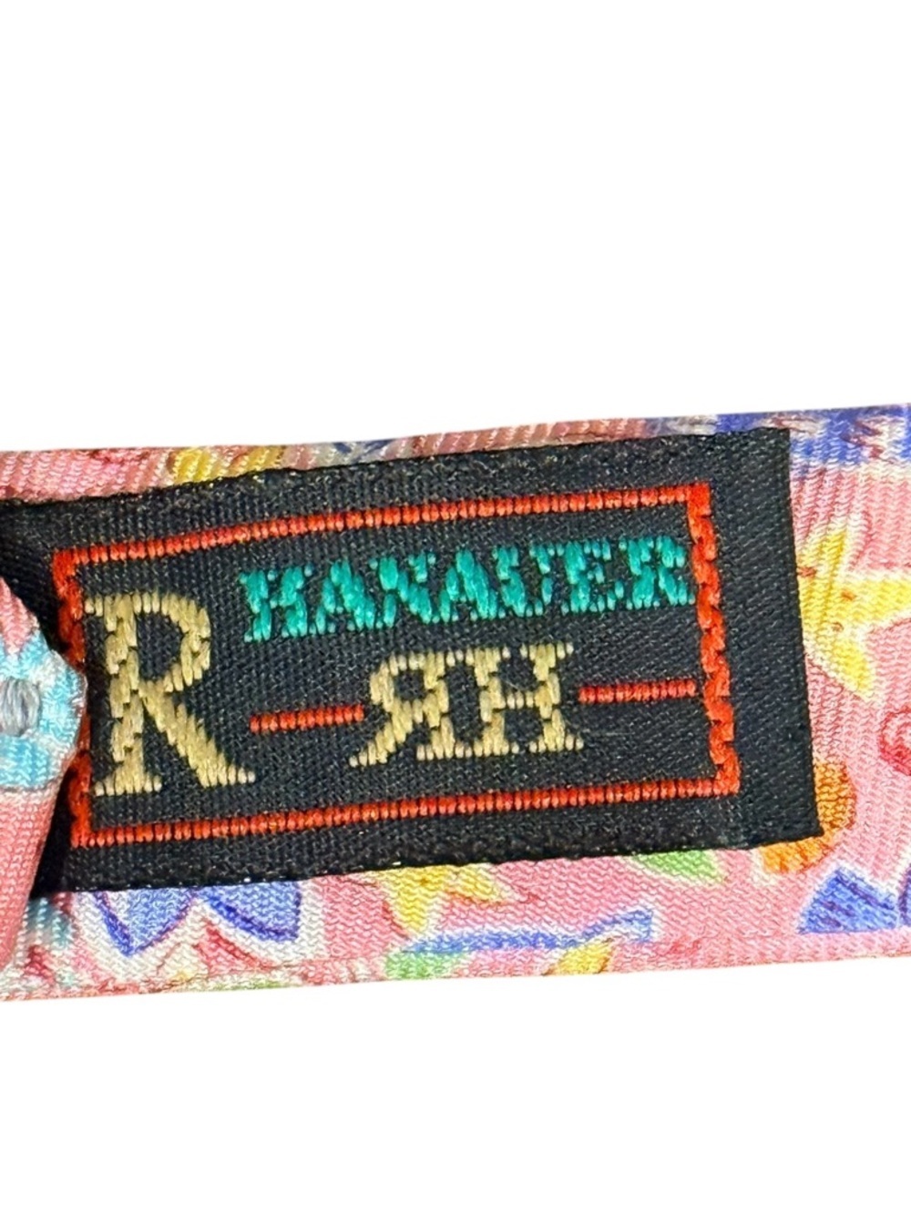 R Hanauer 100% Silk Self Tie Bow Tie Pink Floral Botanical Handmade USA - Picture 3 of 4